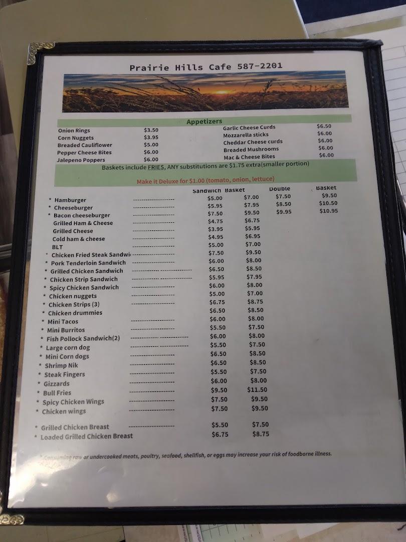 Prairie Hills Cafe Menu